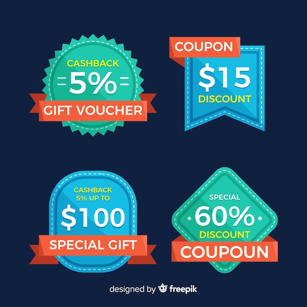 Free vector modern coupon sale label collection with flat design