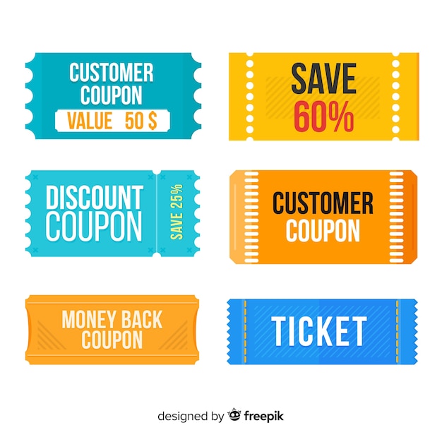 Free vector modern coupon sale label collection with flat design