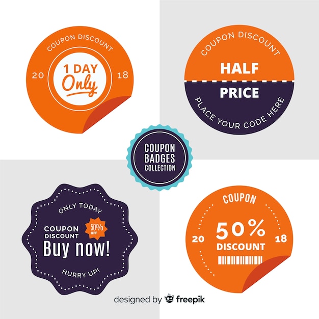Free vector modern coupon sale label collection with flat design