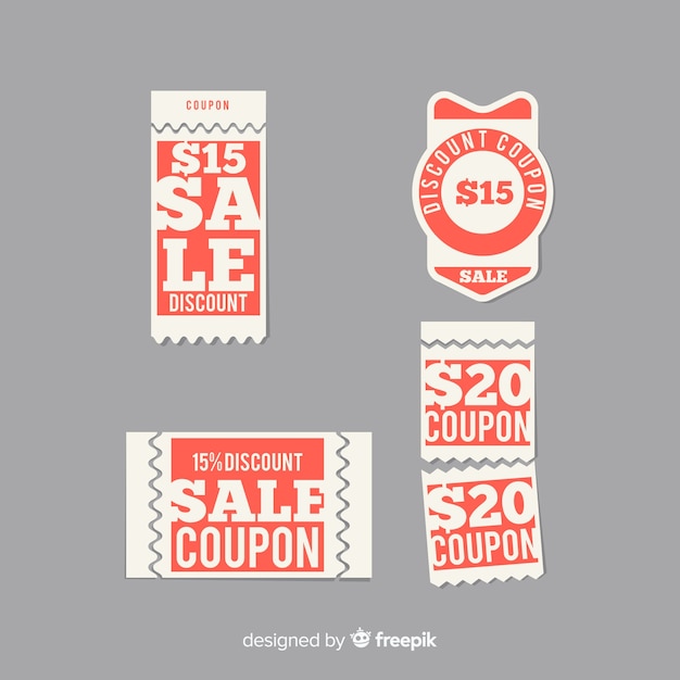 Free vector modern coupon sale label collection with flat design