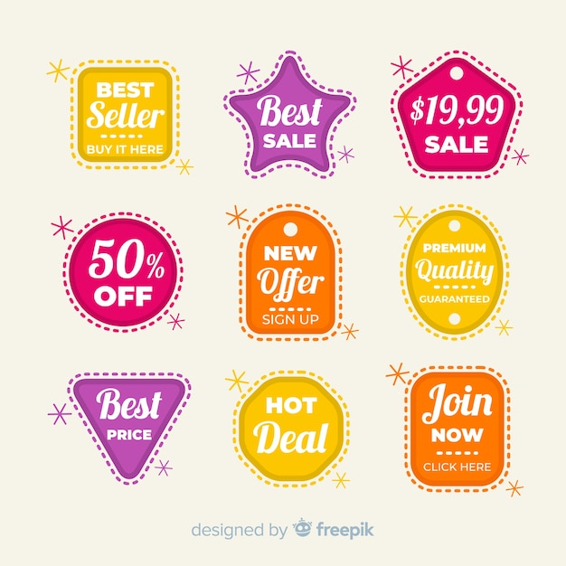 Free vector modern coupon sale label collection with flat design