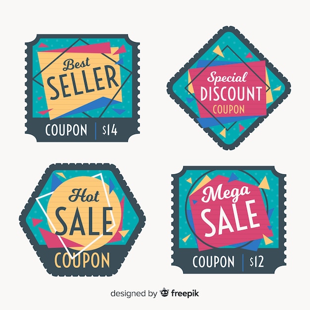 Free vector modern coupon sale label collection