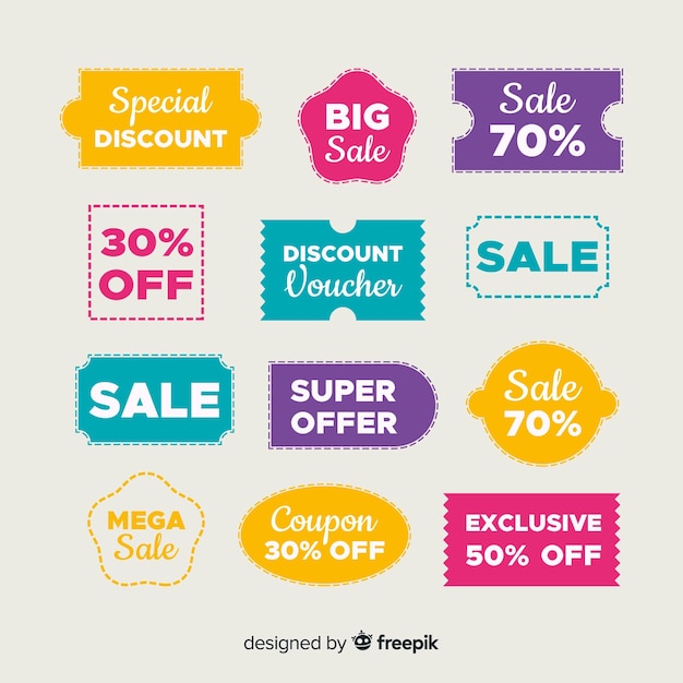 Free vector modern coupon sale label collection