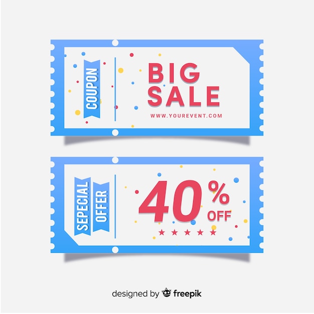 Modern coupon template with flat design
