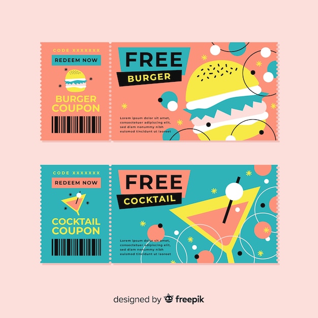 Vettore gratuito modello di coupon moderno con design piatto