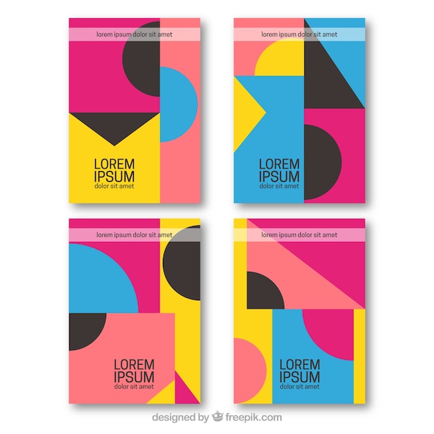 Modern cover template set with geometric design