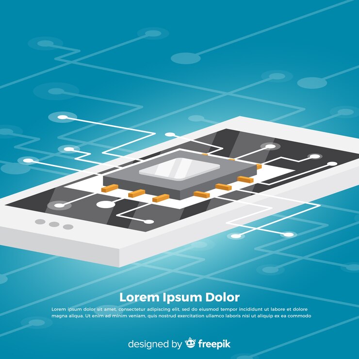 Free Vector modern cpu background with isometric view