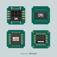 Free vector modern cpu collection with flat design