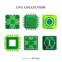 Vettore gratuito collezione di cpu moderna con design piatto