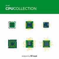 Free vector modern cpu collection with flat design