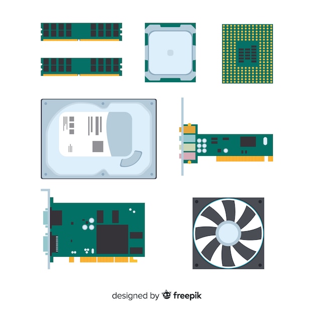 평면 디자인의 현대 CPU 컬렉션