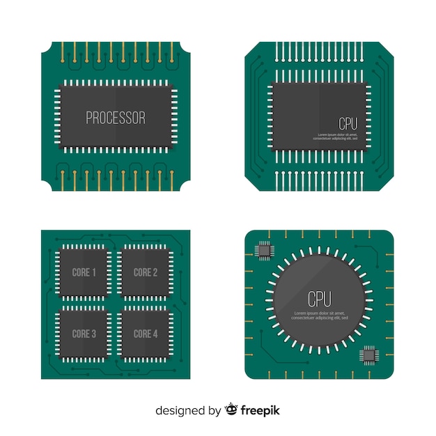 Collezione di cpu moderna con design piatto