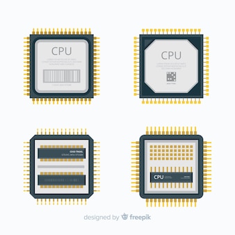 Modern cpu collection with flat design