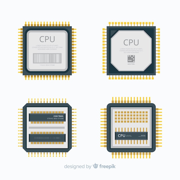 평면 디자인의 현대 CPU 컬렉션