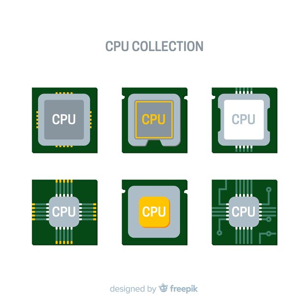 Modern cpu collection with flat design