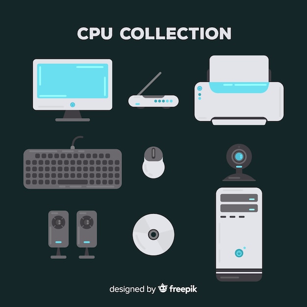 Free vector modern cpu collection with flat design