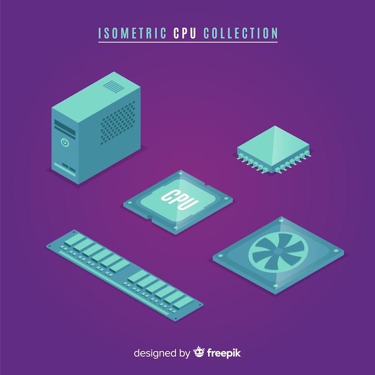 Free Vector modern cpu collection with isometric view