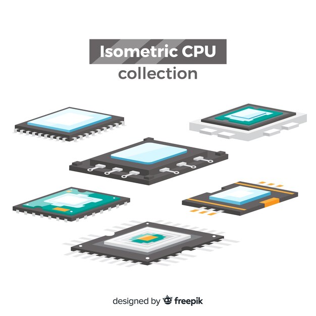 アイソメトリックなビューを備えた最新のCPUコレクション