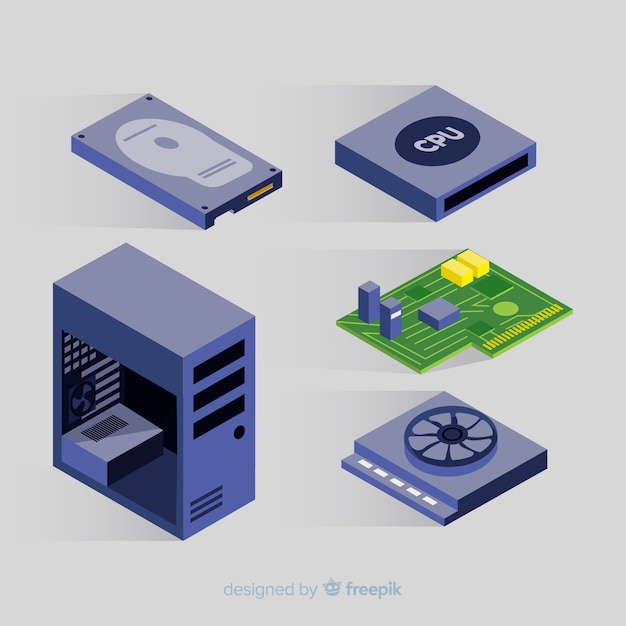 Free vector modern cpu collection with isometric view