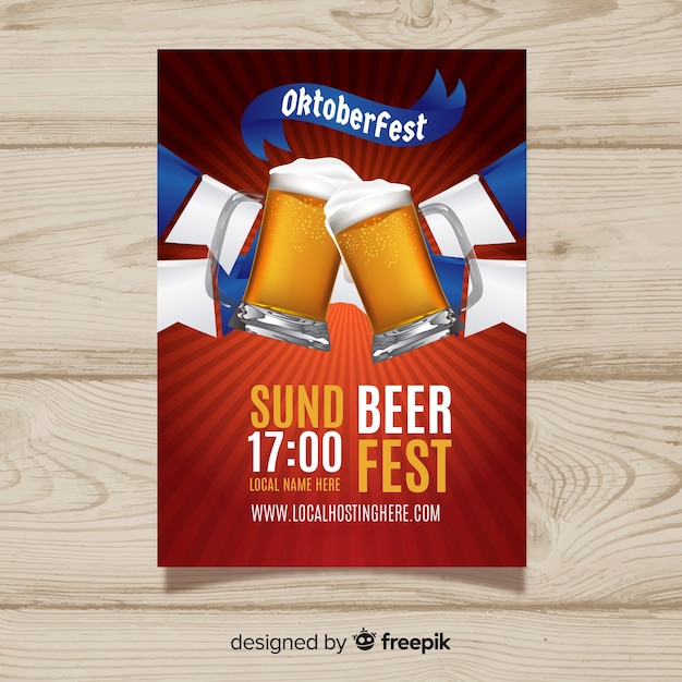 Vettore gratuito modello di manifesto creativo oktoberfest moderno