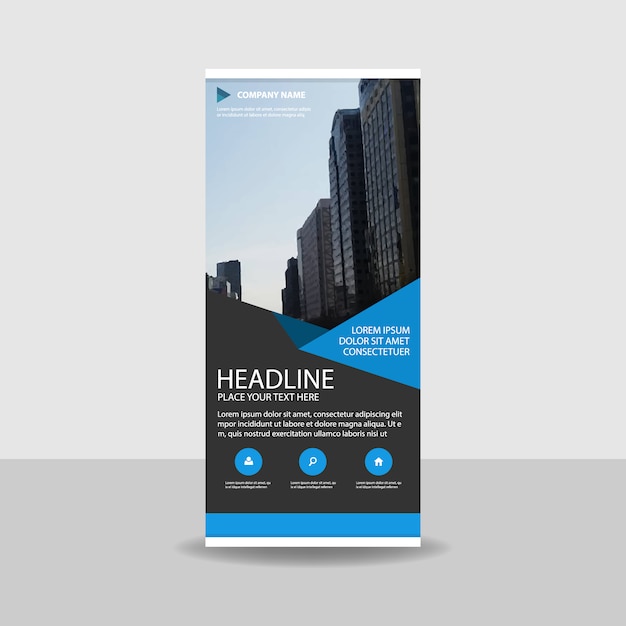 Vettore gratuito blu creativo roll up banner template