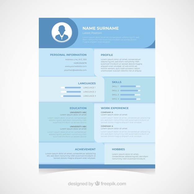 Free vector modern curriculum template with flat design