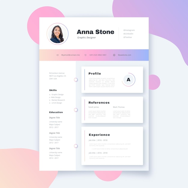 Free vector modern cv template concept