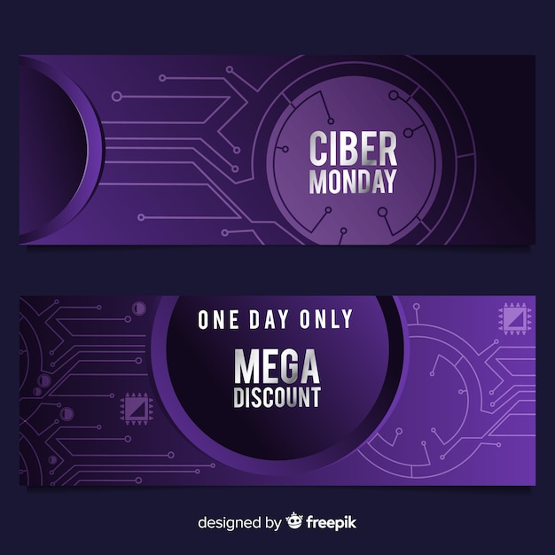 Modern cyber monday banners with gradient style