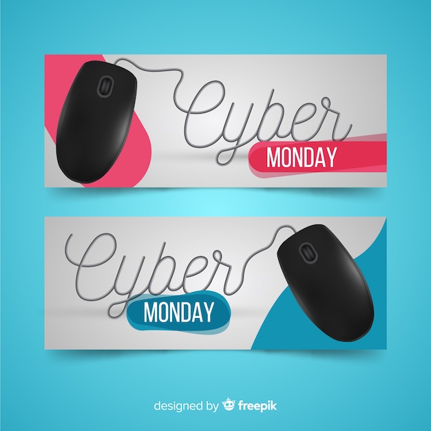 Modern cyber monday banners with realistic design