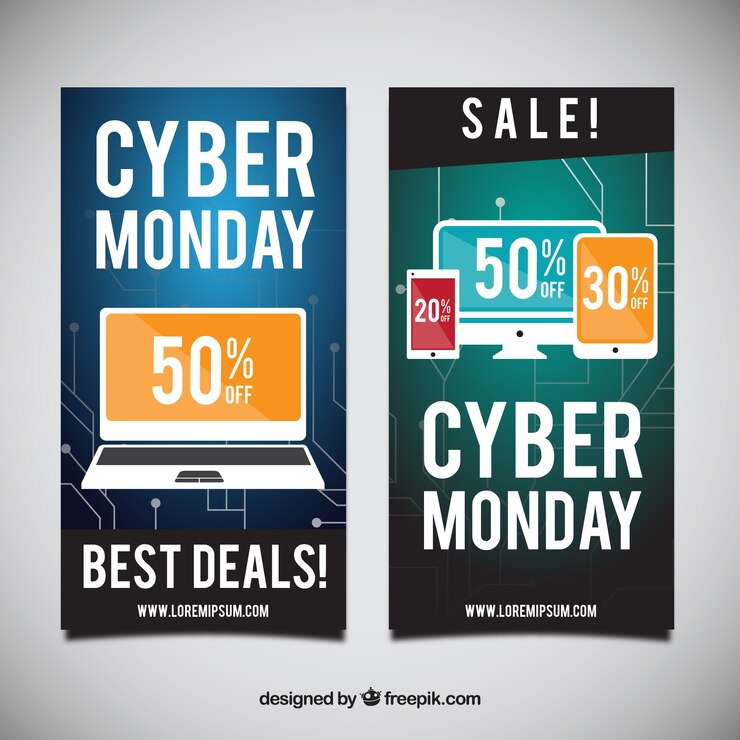 Free Vector  modern cyber monday banners