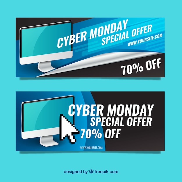 Free vector modern cyber monday banners