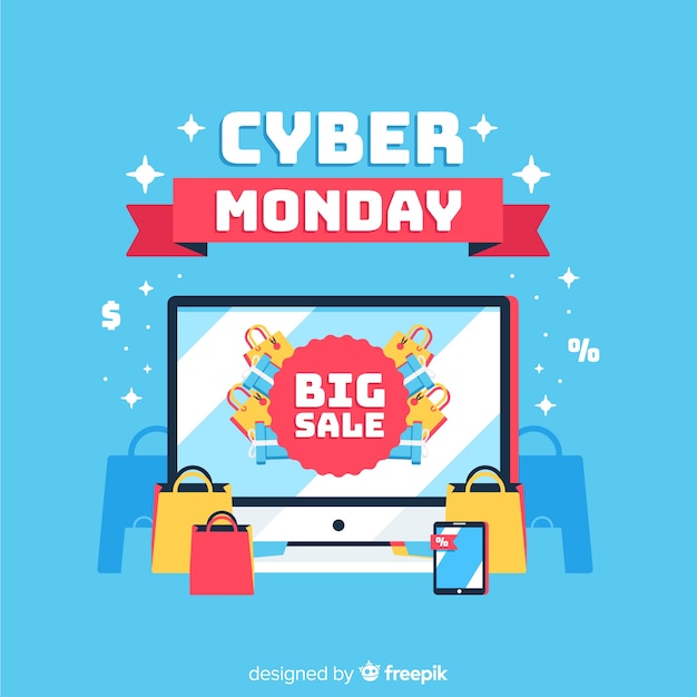 Free vector modern cyber monday composition with flat design