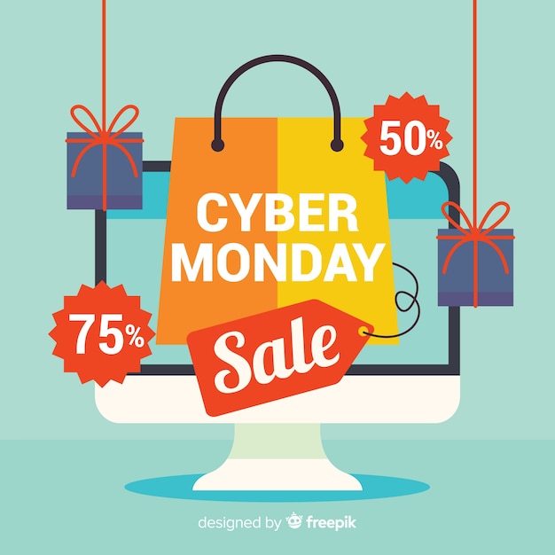 Modern cyber monday composition with flat design