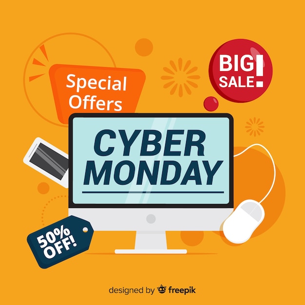 Free vector modern cyber monday composition with flat design