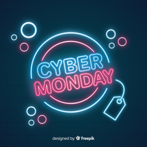 Современная композиция кибер-понедельника с неоновым стилем