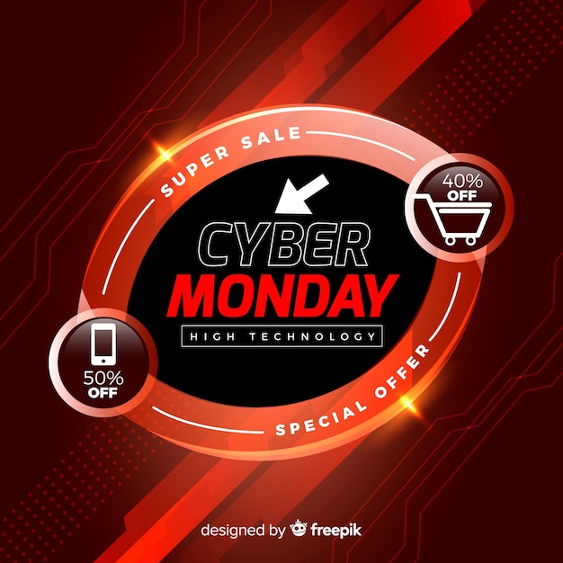 Modern cyber monday composition with realistic design