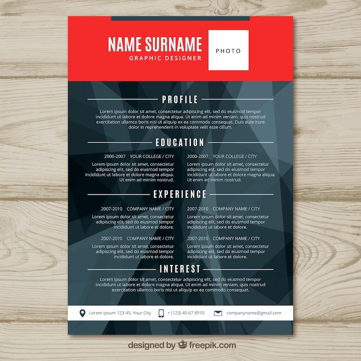 Free Vector modern dark cv template