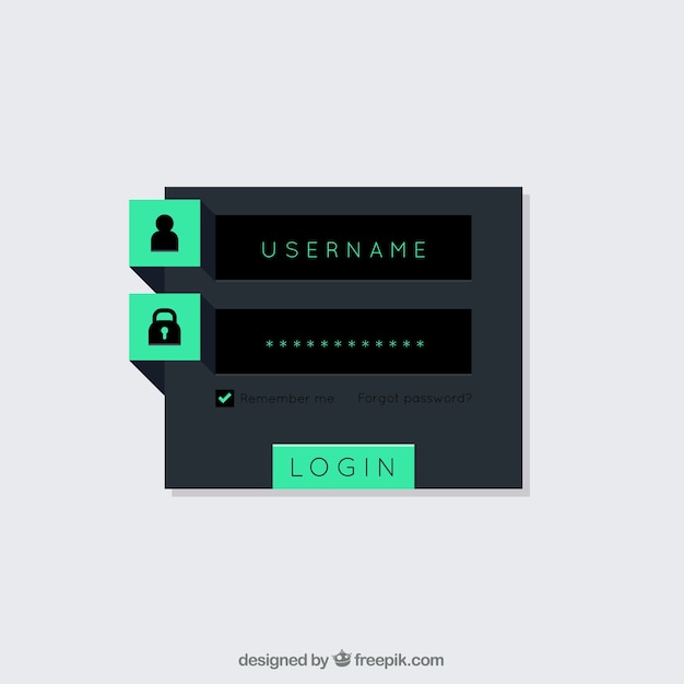 Free Vector Modern Dark Login Form Template