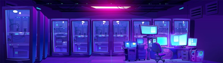 Free Vector modern data center with admin workplace