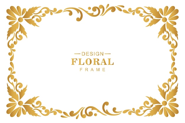 Vettore gratuito cornice floreale dorata di lusso decorativa moderna su priorità bassa bianca