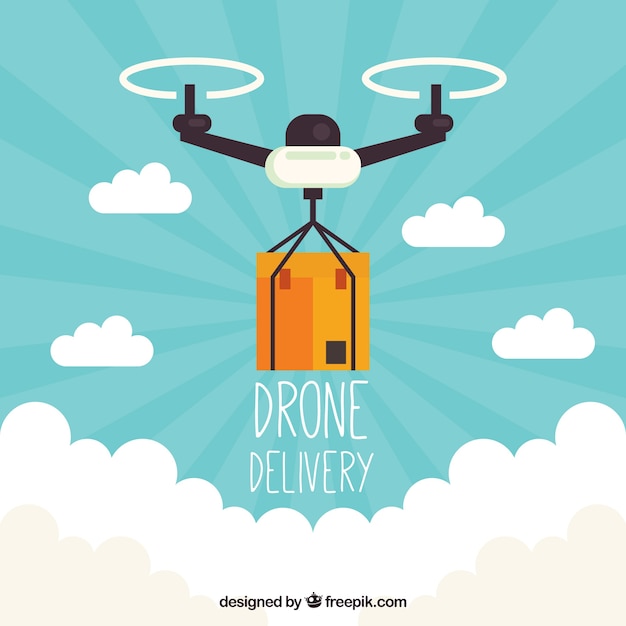 Free vector modern delivery drone with flat design