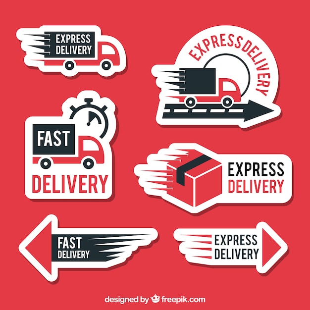 Modern delivery labels with flat design