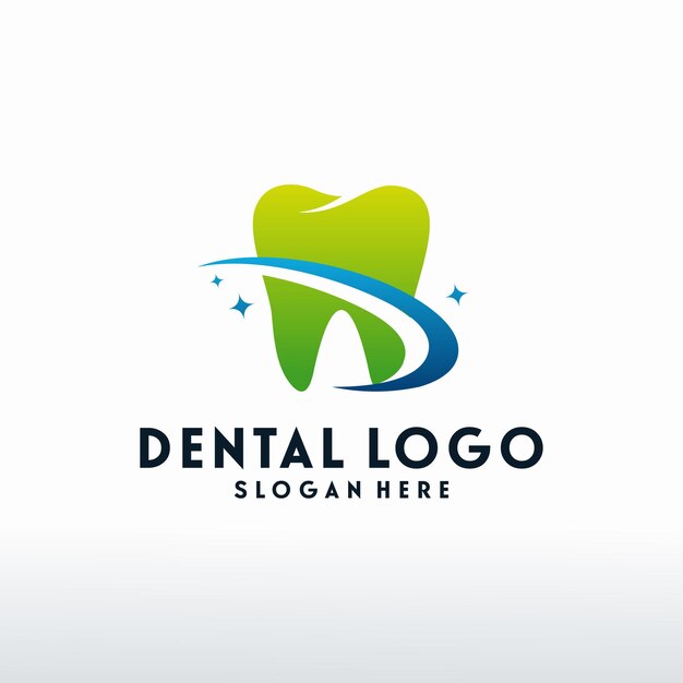 Modern dental logo designs concept vector, dental care logo with swoosh symbol