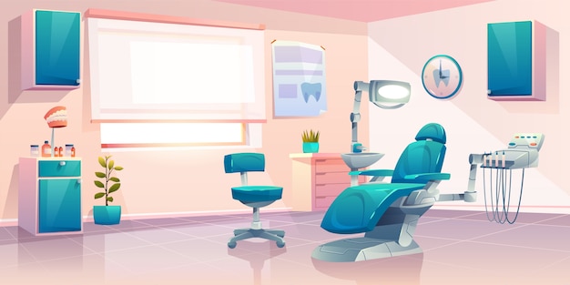 Modern dentist office cartoon illustration