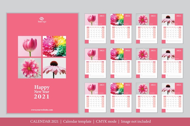 Шаблон календаря 2021 современный дизайн