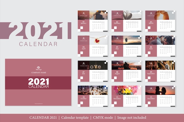 Modello di calendario 2021 dal design moderno
