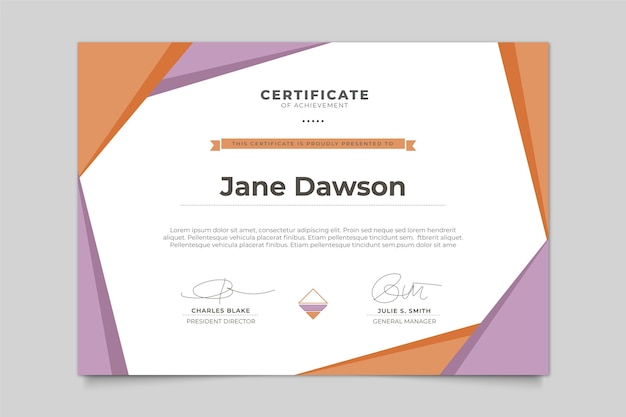 Free vector modern design certificate template