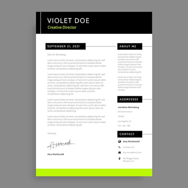 Free vector modern design cover letter