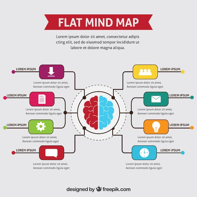 Free vector modern diagram with brain and icons