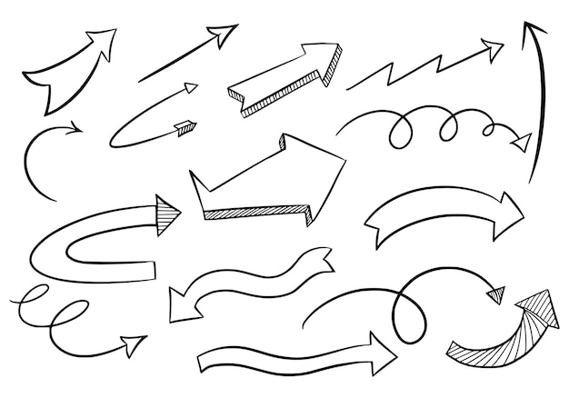 Free vector modern different doodle arrows set design